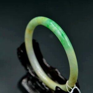 yellow green jade bangle jadeite bracelet grade A Burma gemstone 180747 58mm